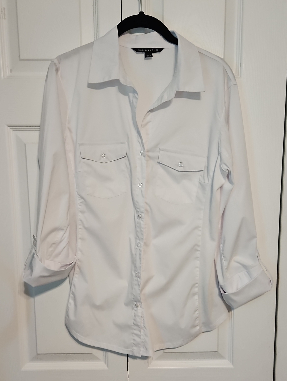 Zac & Rachel White Button-Down Shirt with Chest Pockets